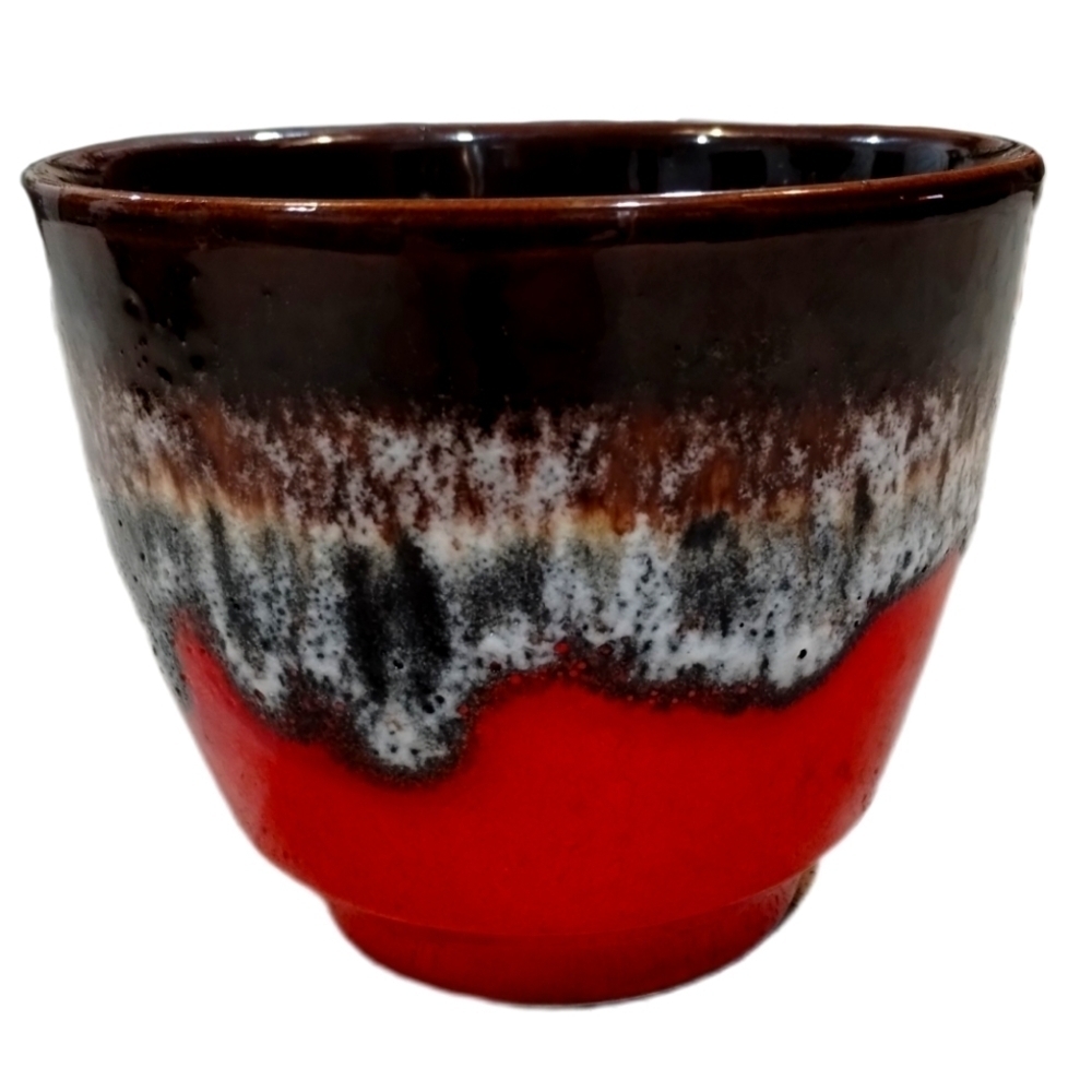 Bay Keramik W-Germany Fat Lava Planter Orange Brown Mid Century Modern Pottery